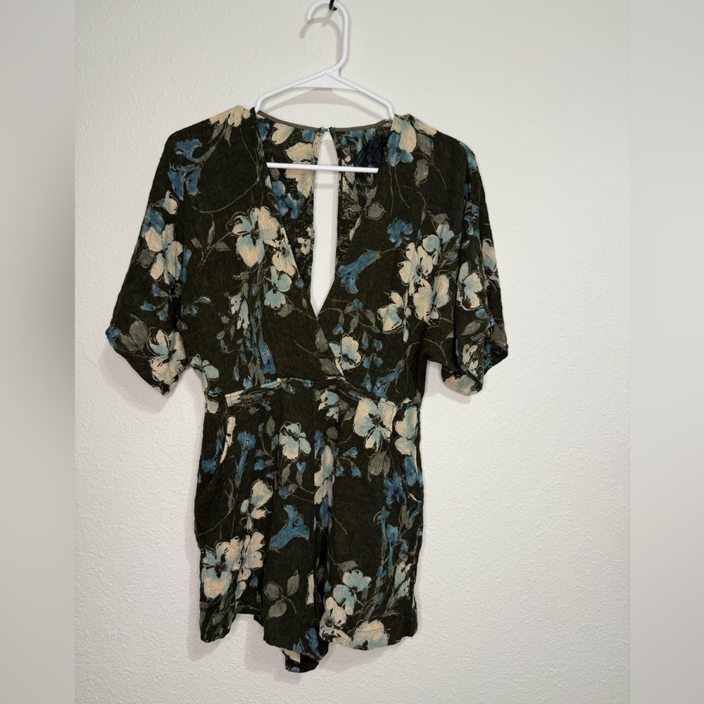 Reformation Green and Blue Floral Romper
